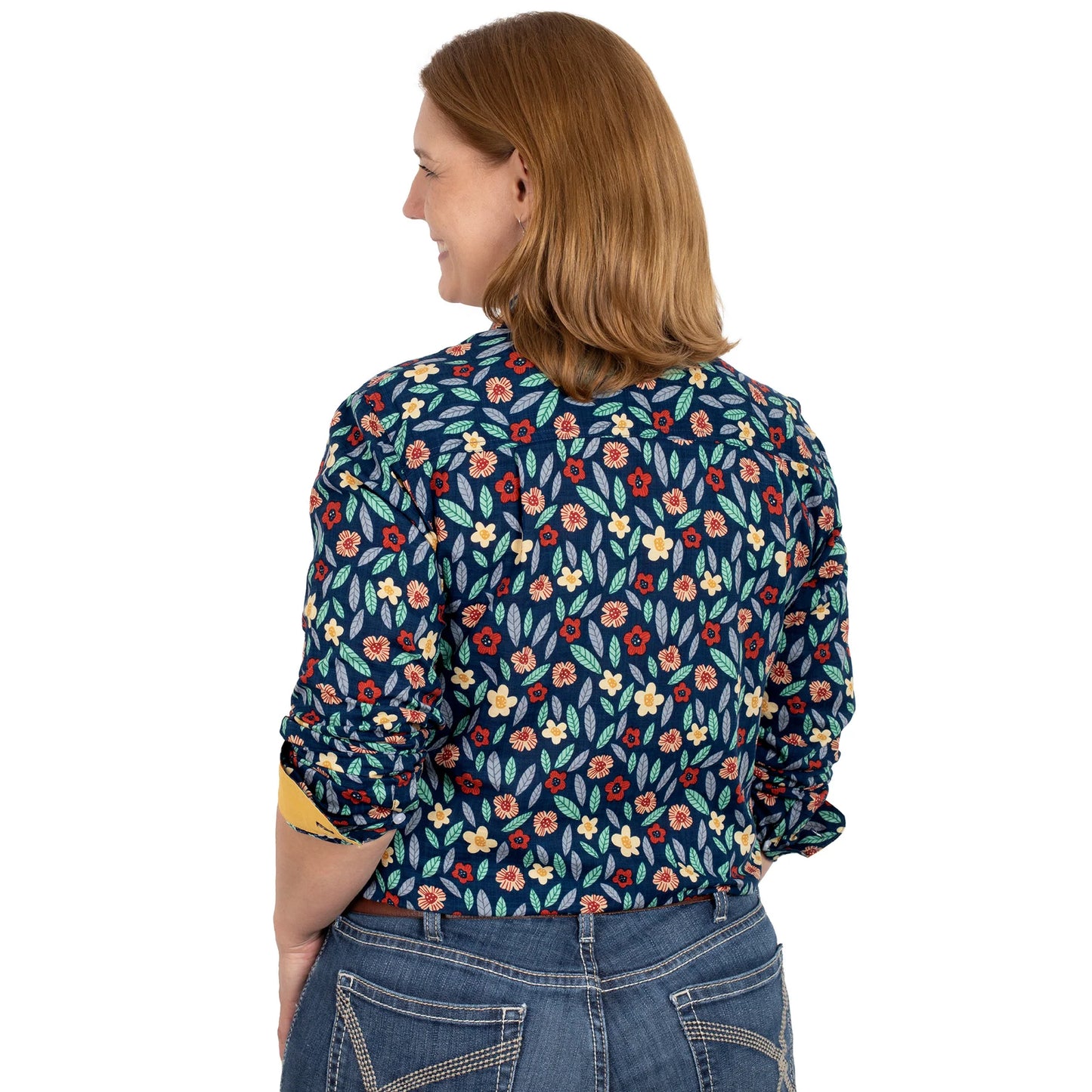 Women's Abbey Full Button Shirt - Navy Autumn Leaves