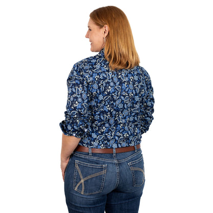 Women's Abbey Full Button Shirt - Navy Paisley