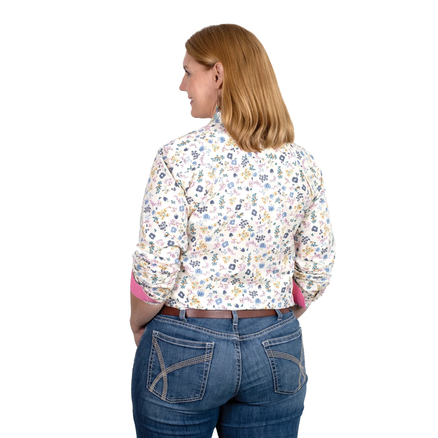 Women's Abbey Full Button Shirt - Cream Violets