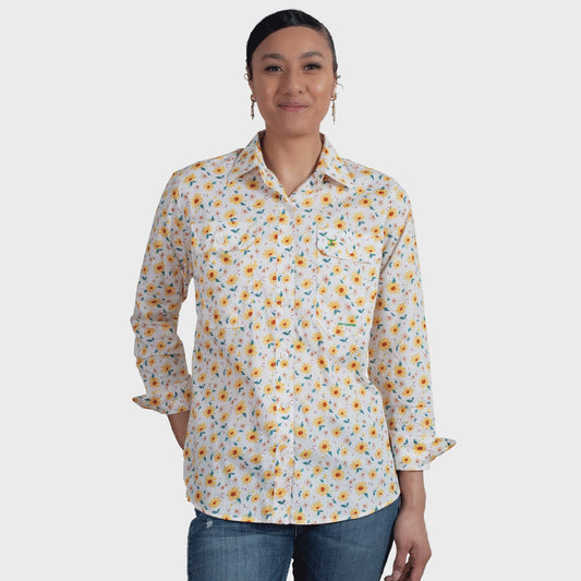 Women's Abbey Full Button Shirt - White Marigold