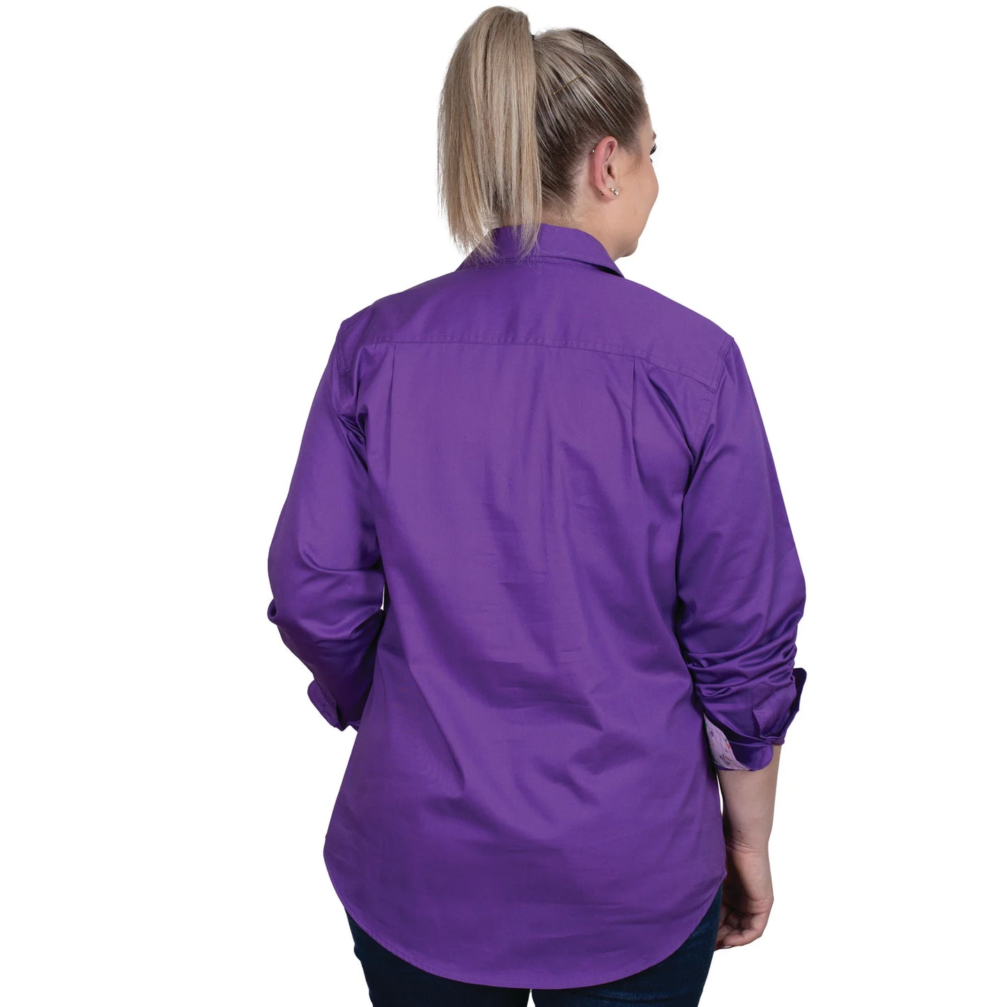 Women's Jahna Trim Half Button Shirt - Purple/Lavender Posey