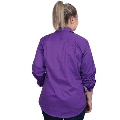 Women's Jahna Trim Half Button Shirt - Purple/Lavender Posey