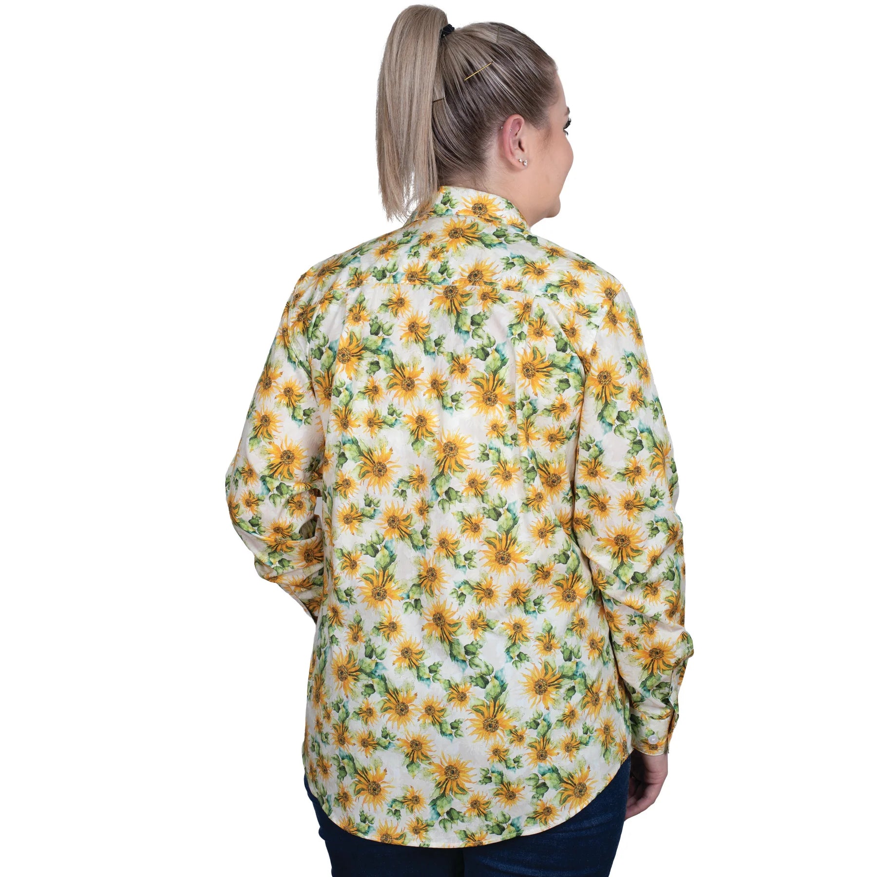 Women's Abbey Full Button Shirt - Parchment Sunflowers