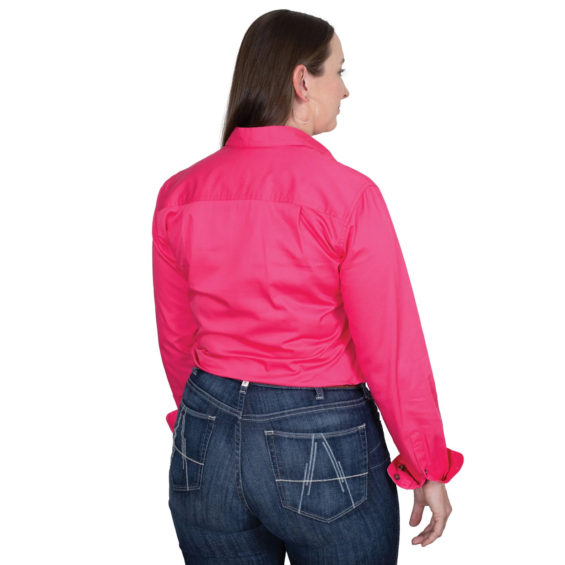 Women's Jahna Trim Half Button Shirt - Hot Pink/White/Hot Pink Stripe