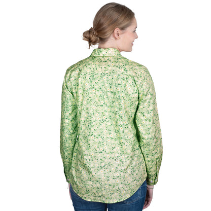 Just Country Women's Georgie Half Button Workshirt - Lime Floral