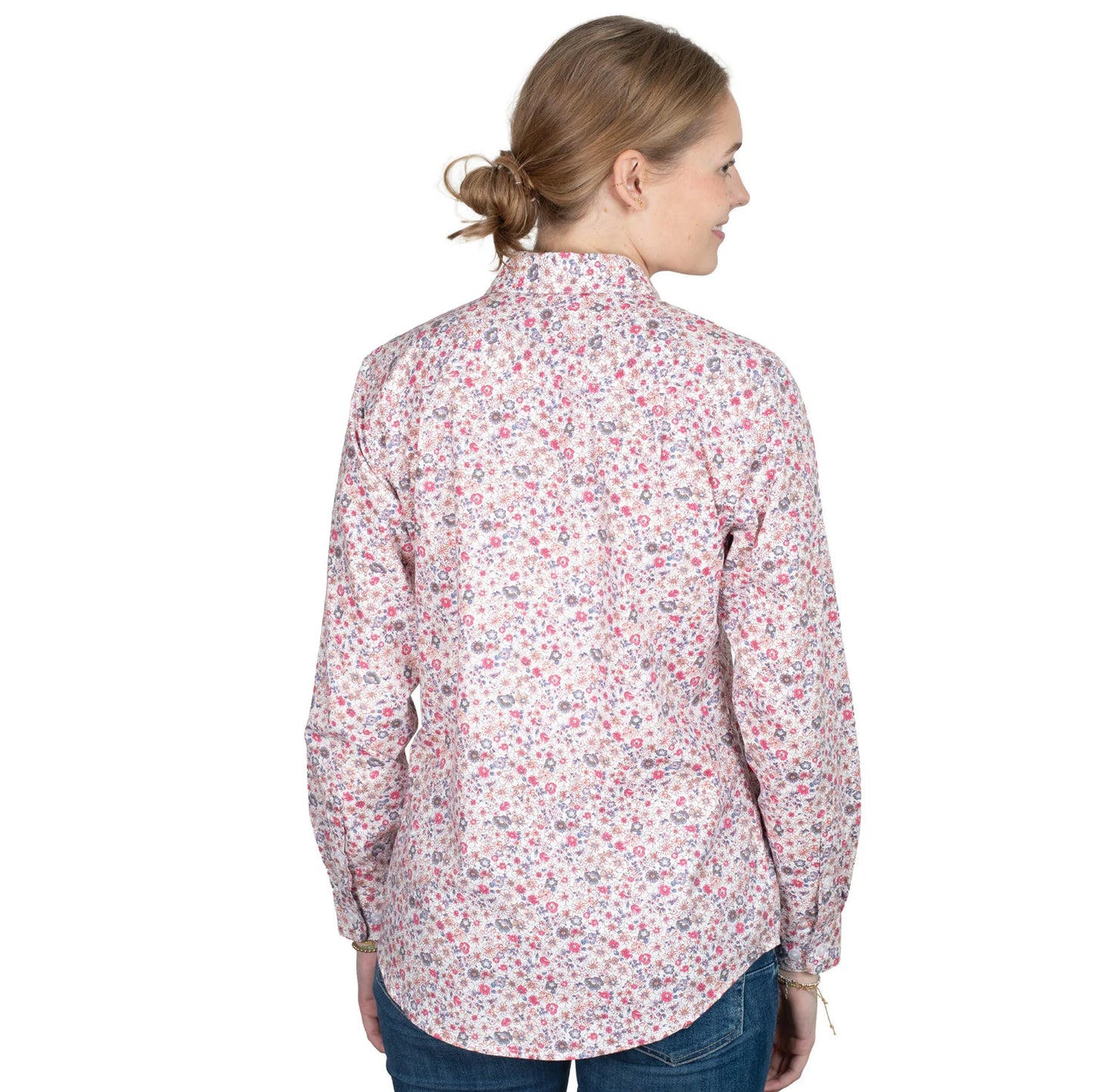 Just Country Women's Georgie Half Button Workshirt - White Floral