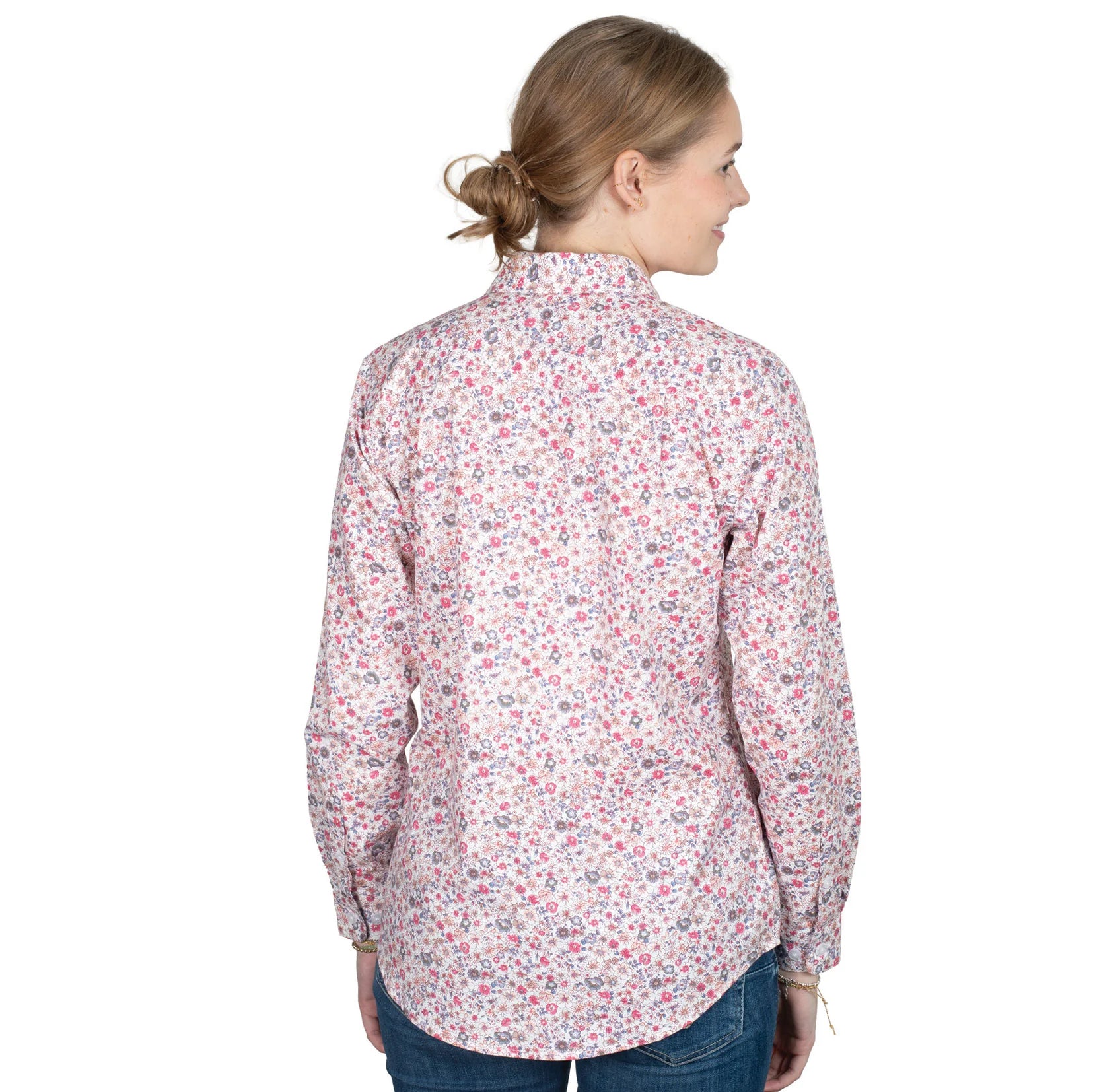 Just Country Women's Georgie Half Button Workshirt - White Floral