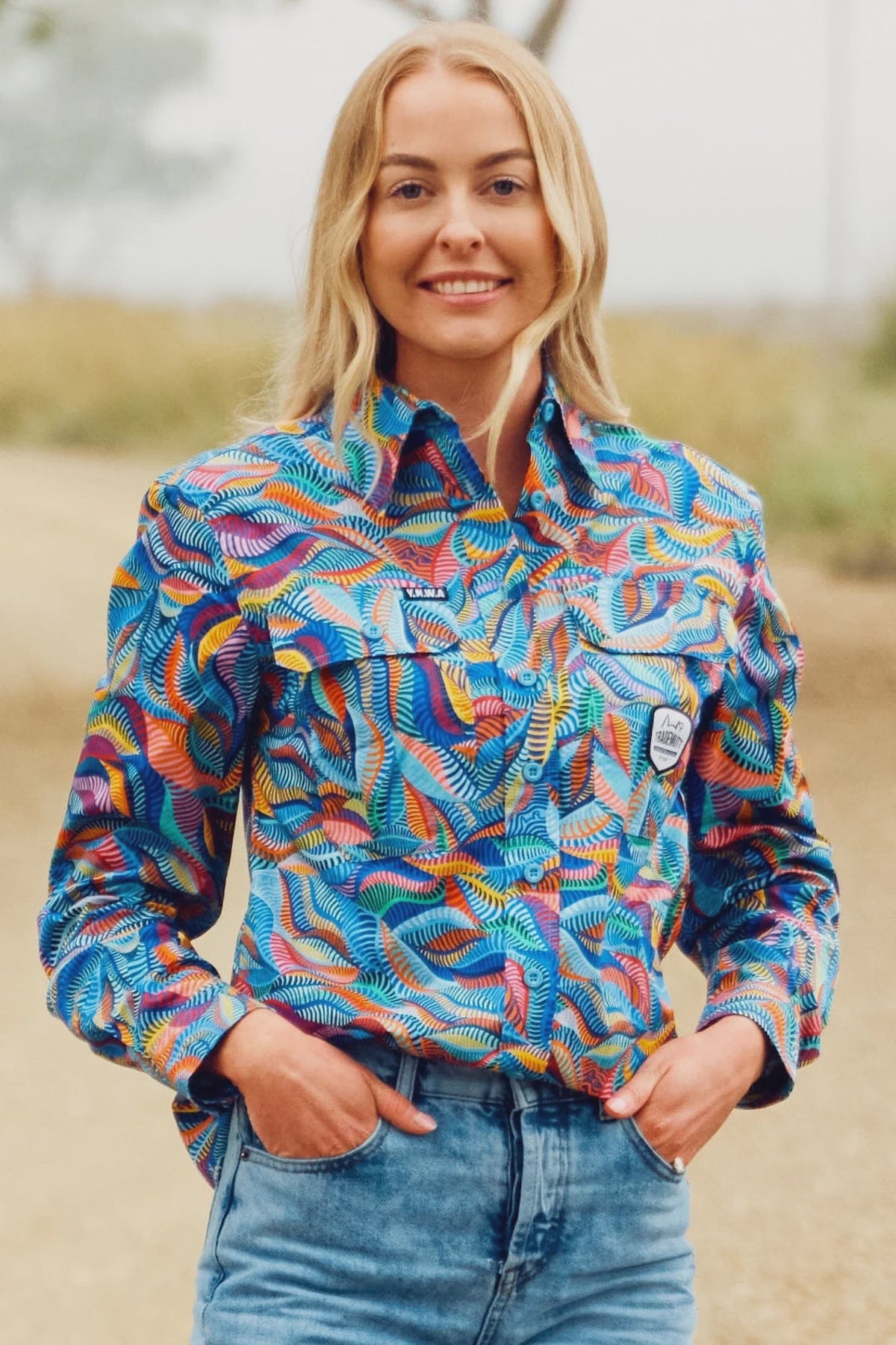 TradeMutt Women's Full Button Long Sleeve Work Shirt