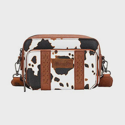 Wranlger Cow Print Small Crossbody Bag -  Dark Tan
