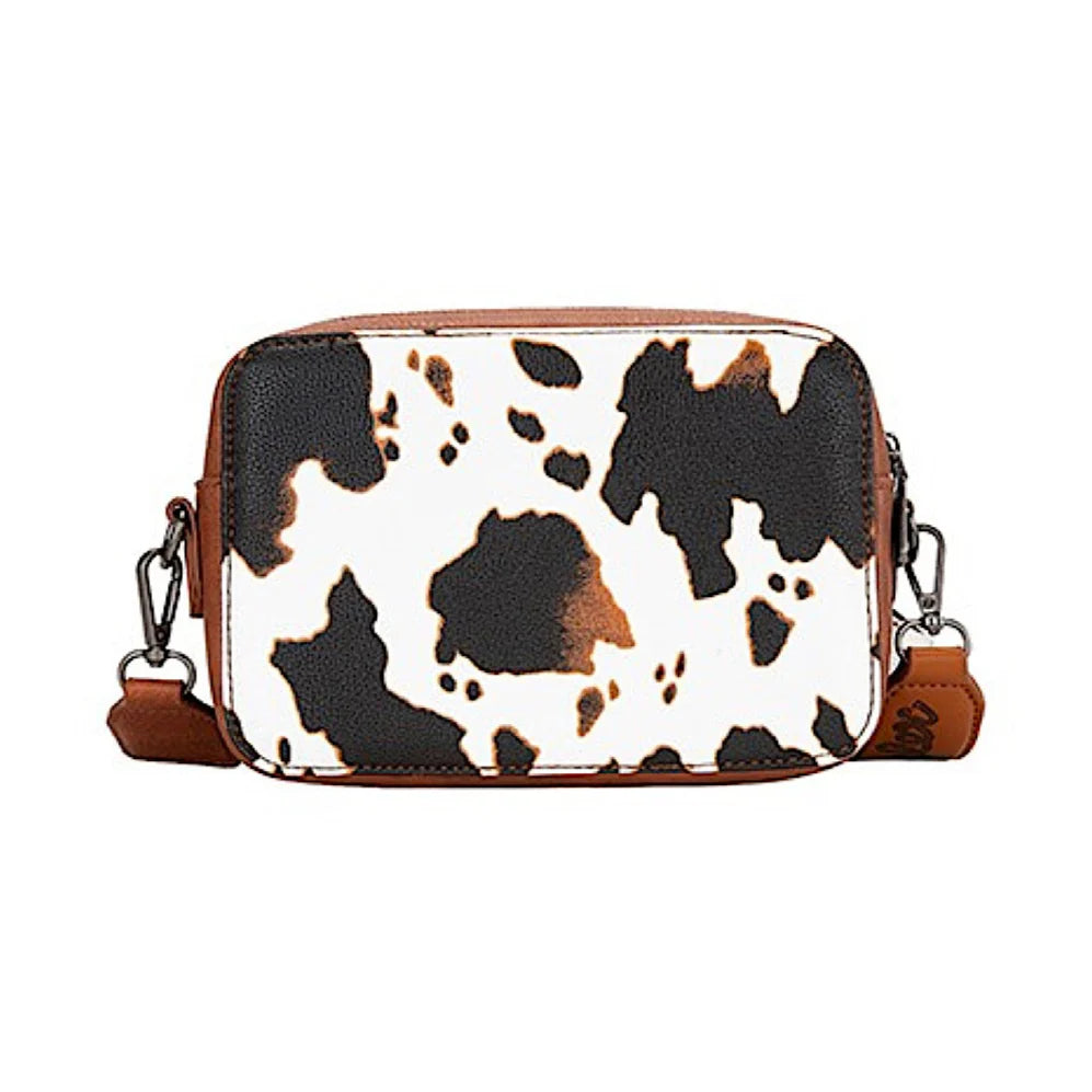 Wranlger Cow Print Small Crossbody Bag -  Dark Tan