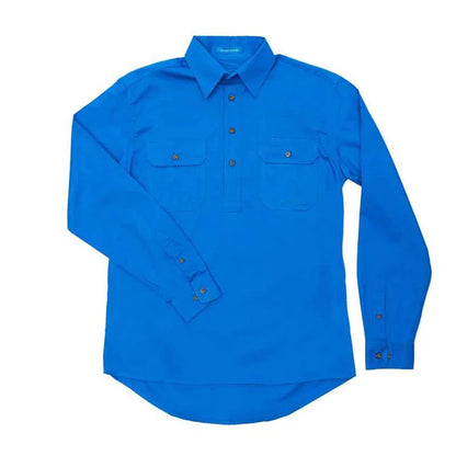 Men's Cameron 1/2 Button Workshirt - 50 Shades of Blue