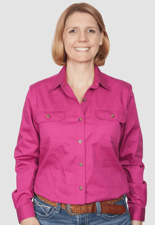 Just Country Women's Brooke Full Button Shirt - Magenta