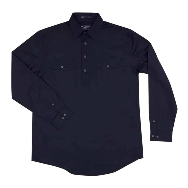 Men's Cameron 1/2 Button Workshirt - 50 Shades of Blue