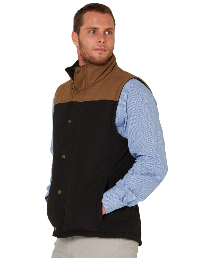 Pilbara Men's Two Tone Vest - Black/Whisky