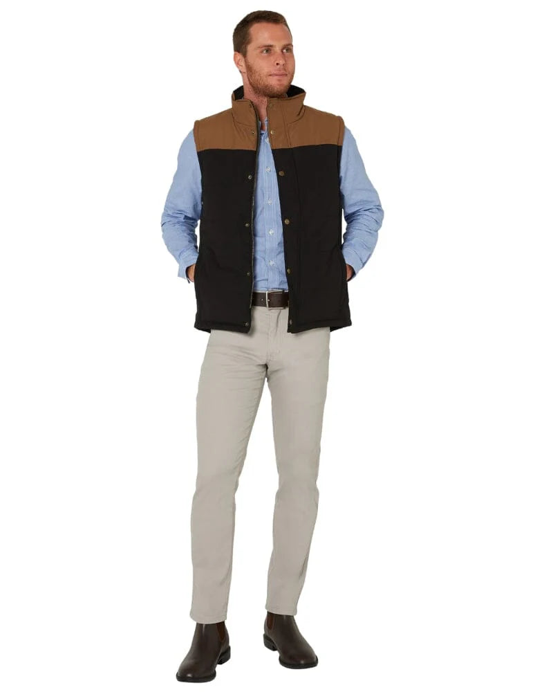 Pilbara Men's Two Tone Vest - Black/Whisky