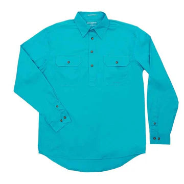 Men's Cameron 1/2 Button Workshirt - 50 Shades of Blue