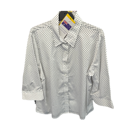 Country Classic Womens 3/4 Sleeve Spot Shirt White/Navy