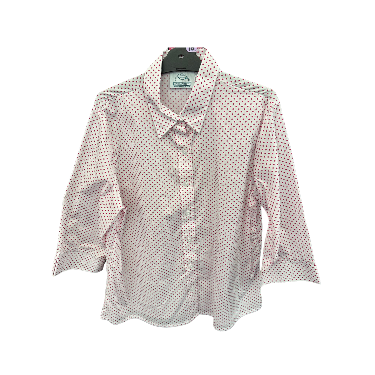 Country Classic Womens 3/4 Sleeve Spot Shirt White/Pink